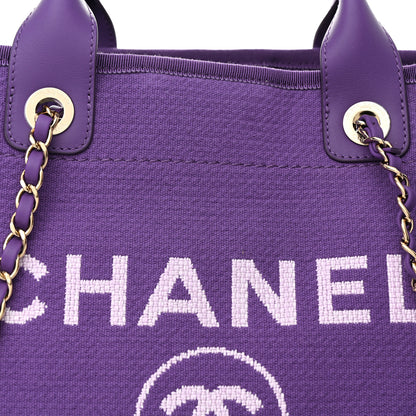Chanel Mixed Fibers Small Deauville Tote Purple 10 of 12