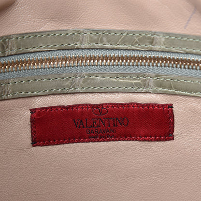 Valentino Garavani Alligator Oversized Rockstud Zip Wristlet Pouch Green 6 of 13
