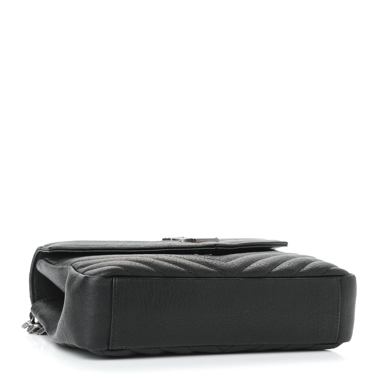Saint Laurent Sheepskin Matelasse Chevron Monogram Medium College Bag Black 4 of 8