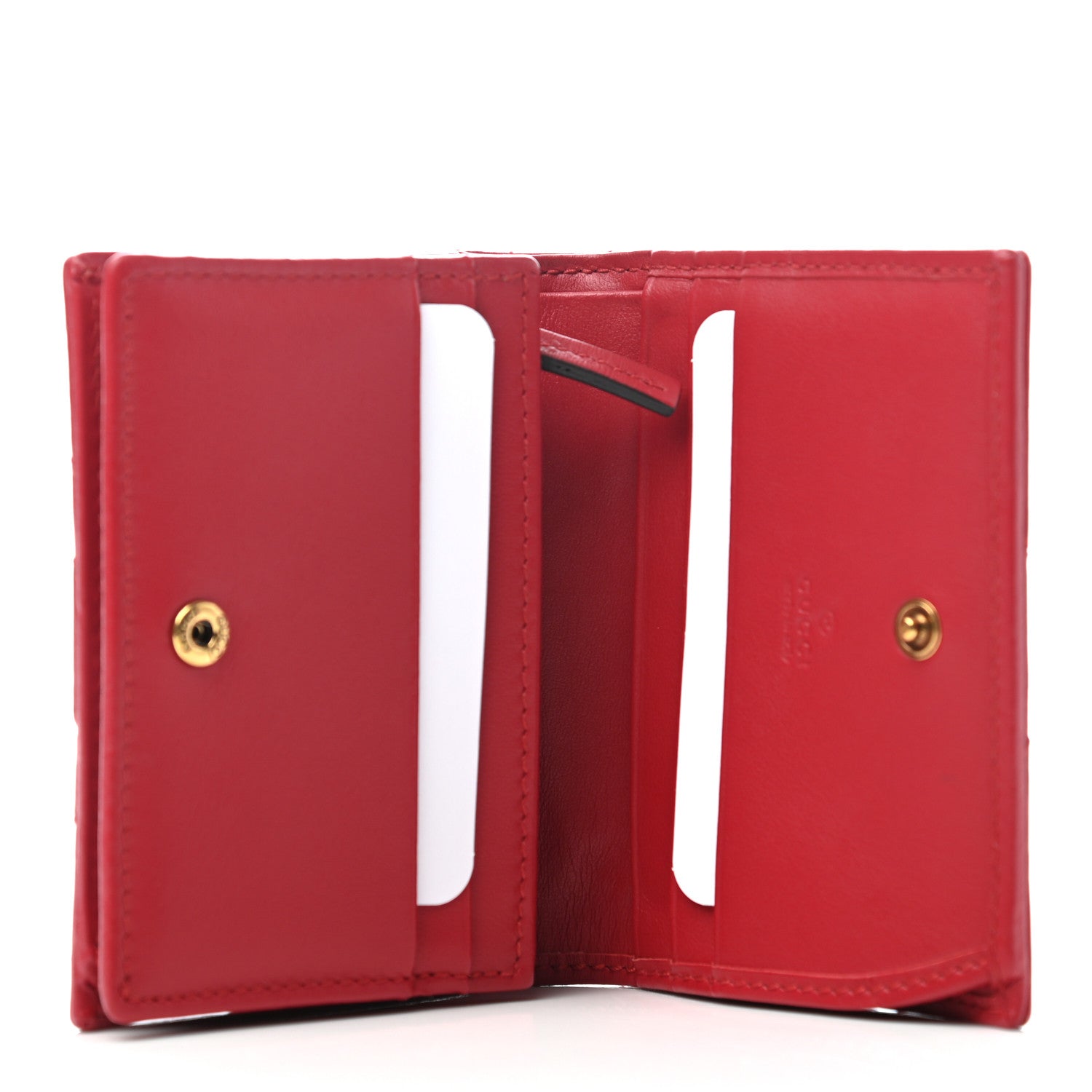 Gucci Calfskin Matelasse GG Marmont Card Case Wallet Hibiscus Red 4 of 7