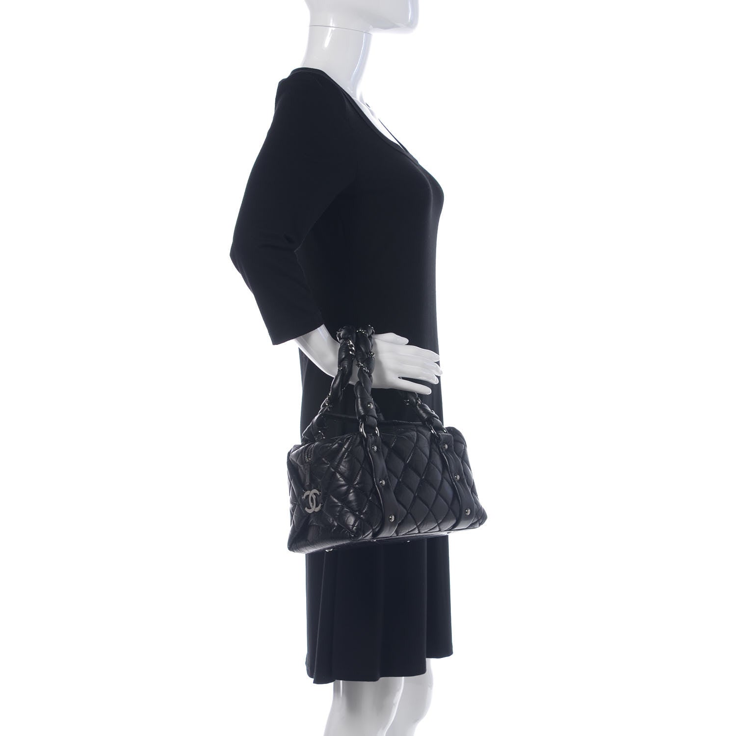 Chanel Distressed Lambskin Lady Braid Small Tote Black 2 of 9