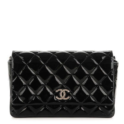 Chanel Patent Quilted Brilliant Wallet On Chain WOC Black 1 of 8