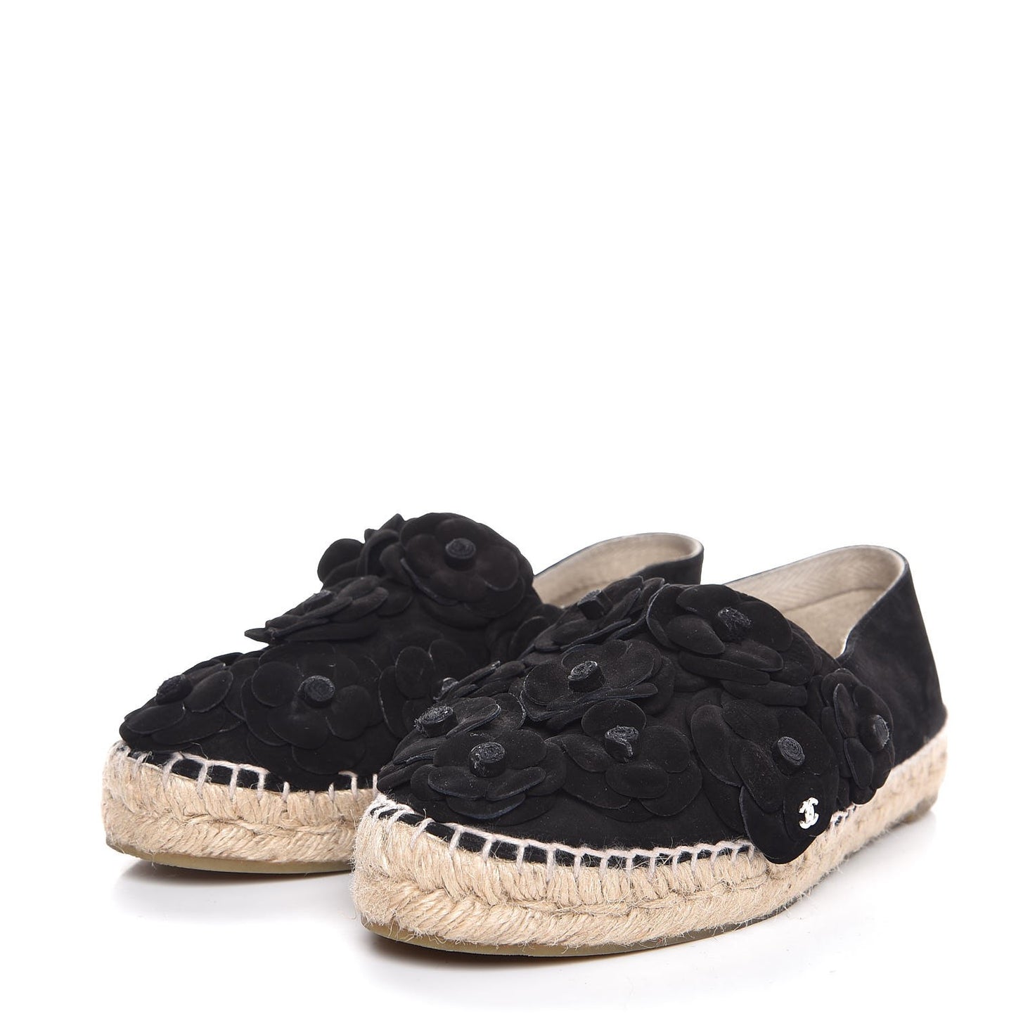 Suede Camellia CC Espadrilles 38 Black