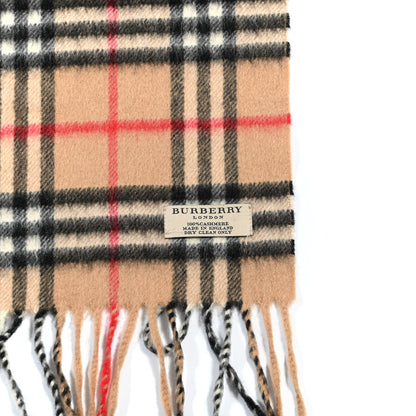 Burberry Cashmere Nova Check Fringe Scarf Camel 5 of 6