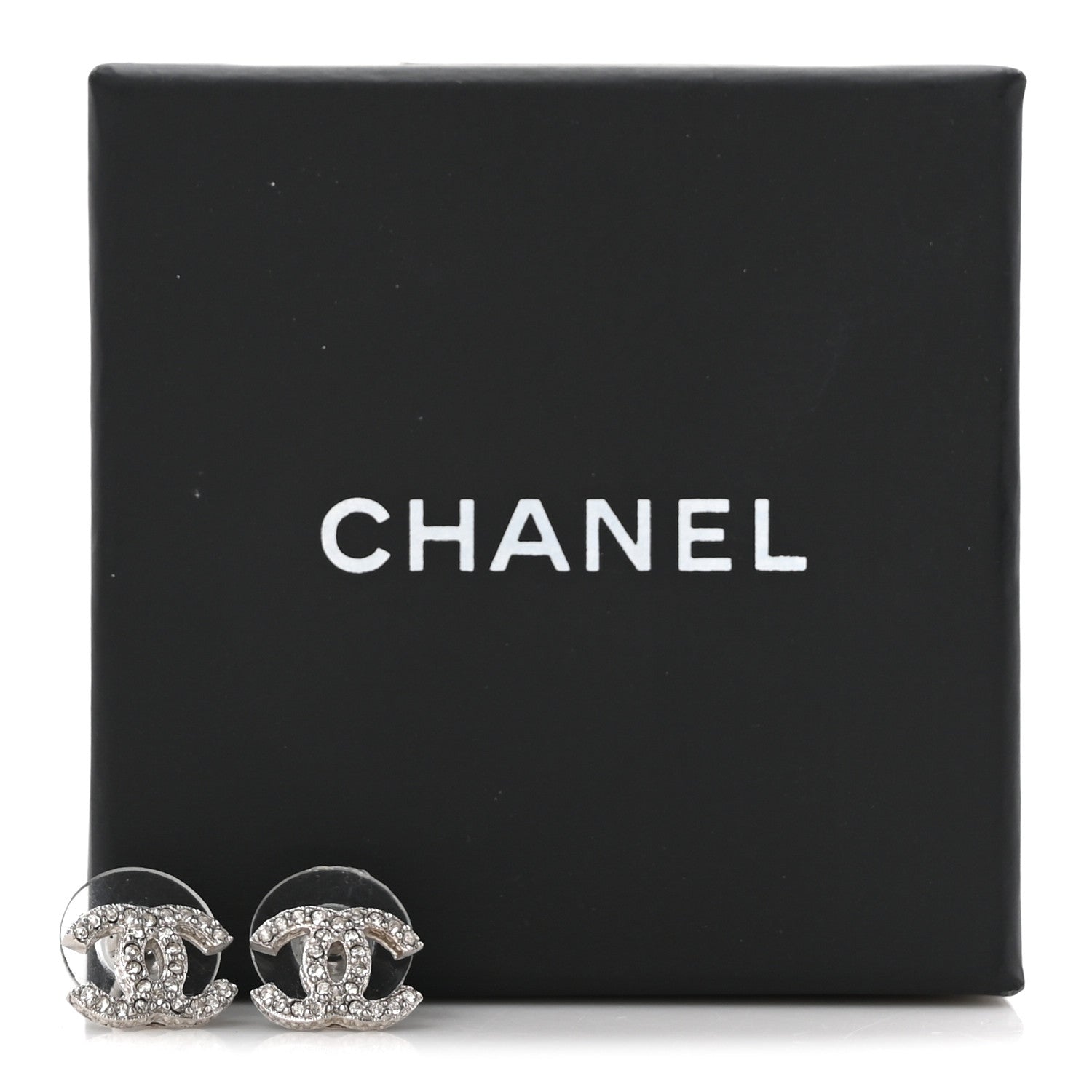 Chanel Crystal Mini Timeless CC Earrings Silver 5 of 5