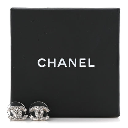 Chanel Crystal Mini Timeless CC Earrings Silver 5 of 5
