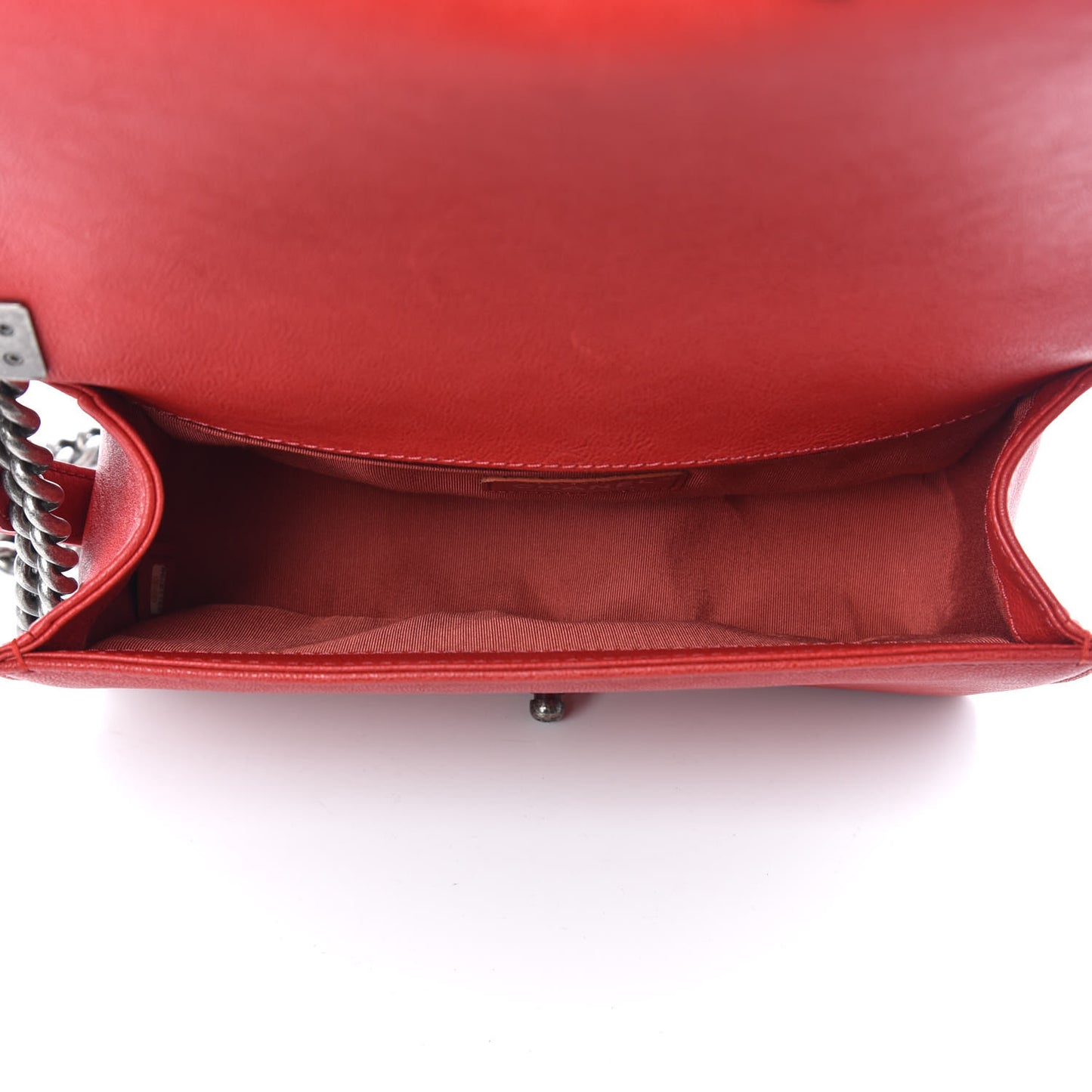 Calfskin Quilted Medium Top Handle Boy Flap Red