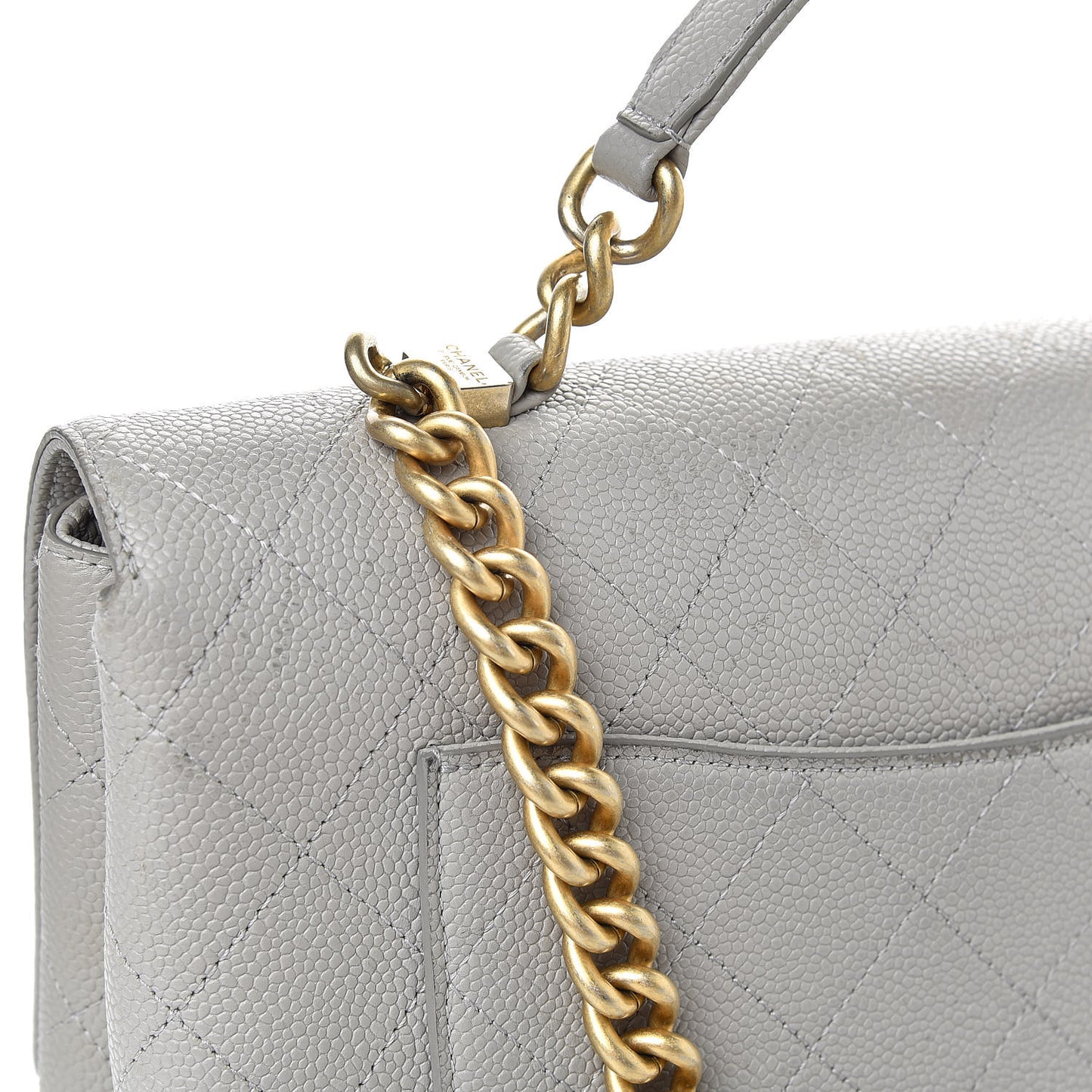 Grained Calfskin Stitched Flap Grey