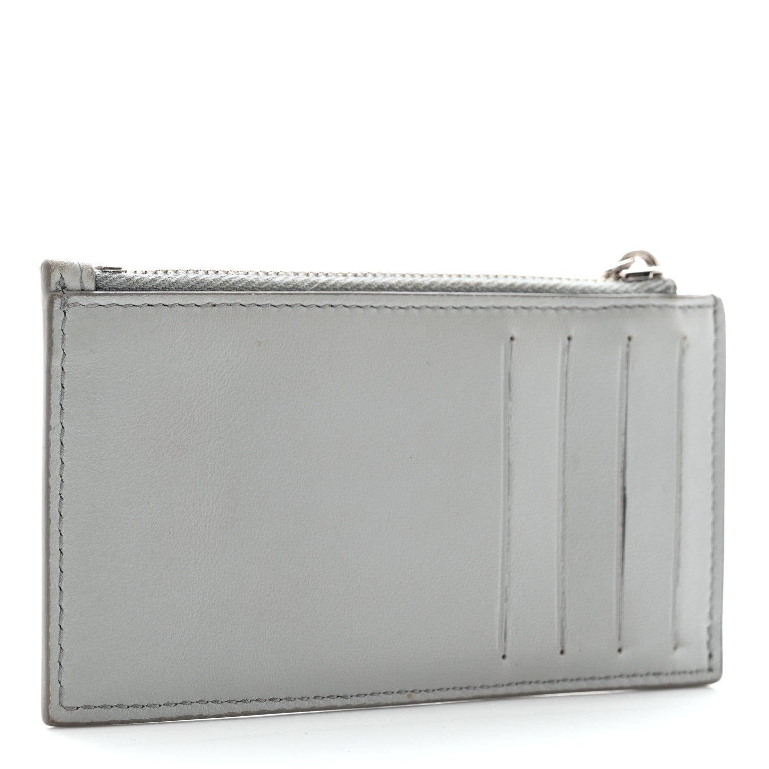 Christian Dior Grained Calfskin CD Icon Signature Zip Card Holder Grey 3 of 7