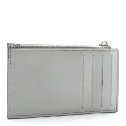 Christian Dior Grained Calfskin CD Icon Signature Zip Card Holder Grey 3 of 7