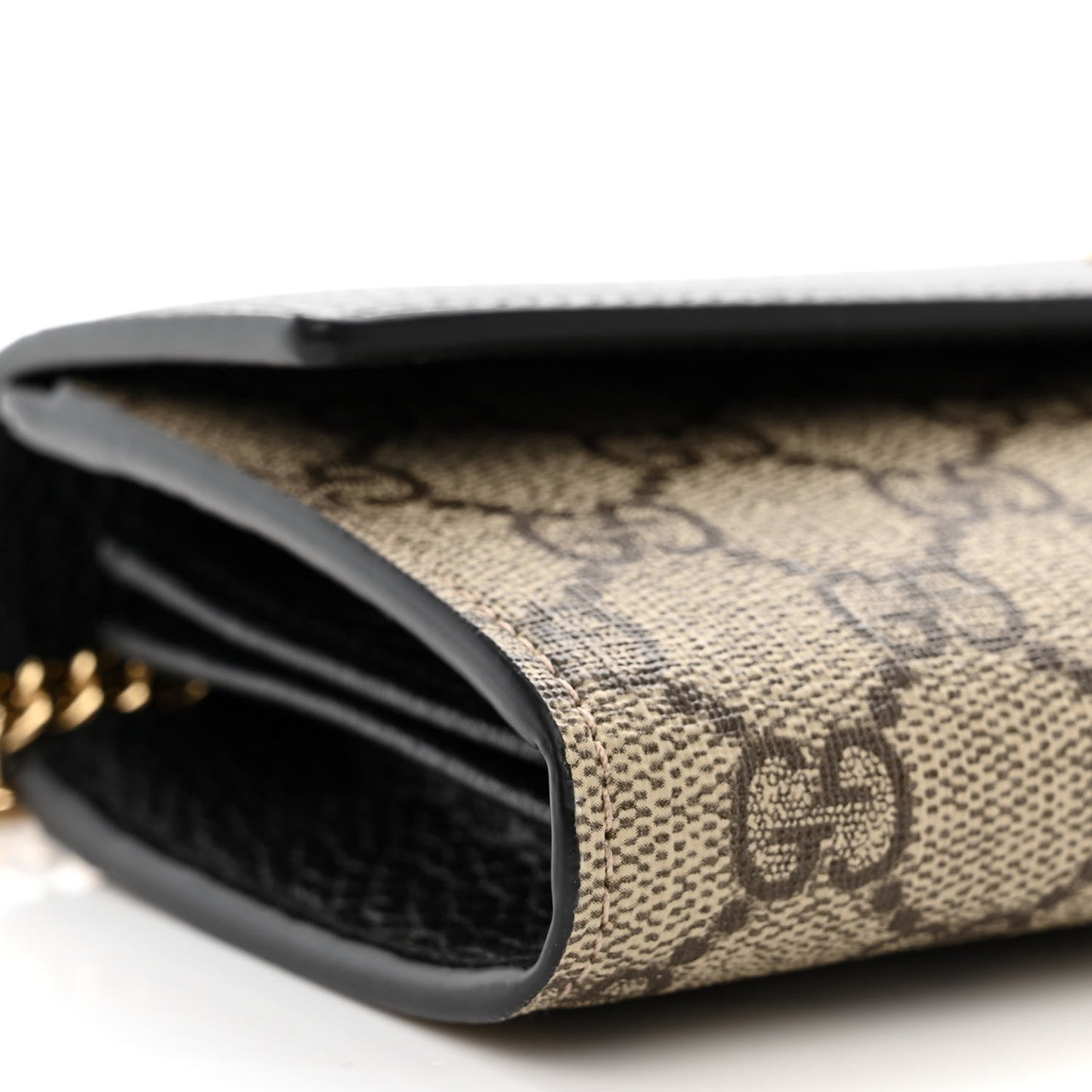 Dollar Calfskin GG Supreme Monogram Petite GG Marmont Wallet Chain Bag Black Beige Ebony