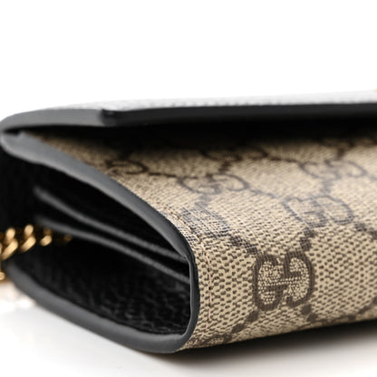 Gucci Dollar Calfskin GG Supreme Monogram Petite GG Marmont Wallet Chain Bag Black Beige Ebony 10 of 12
