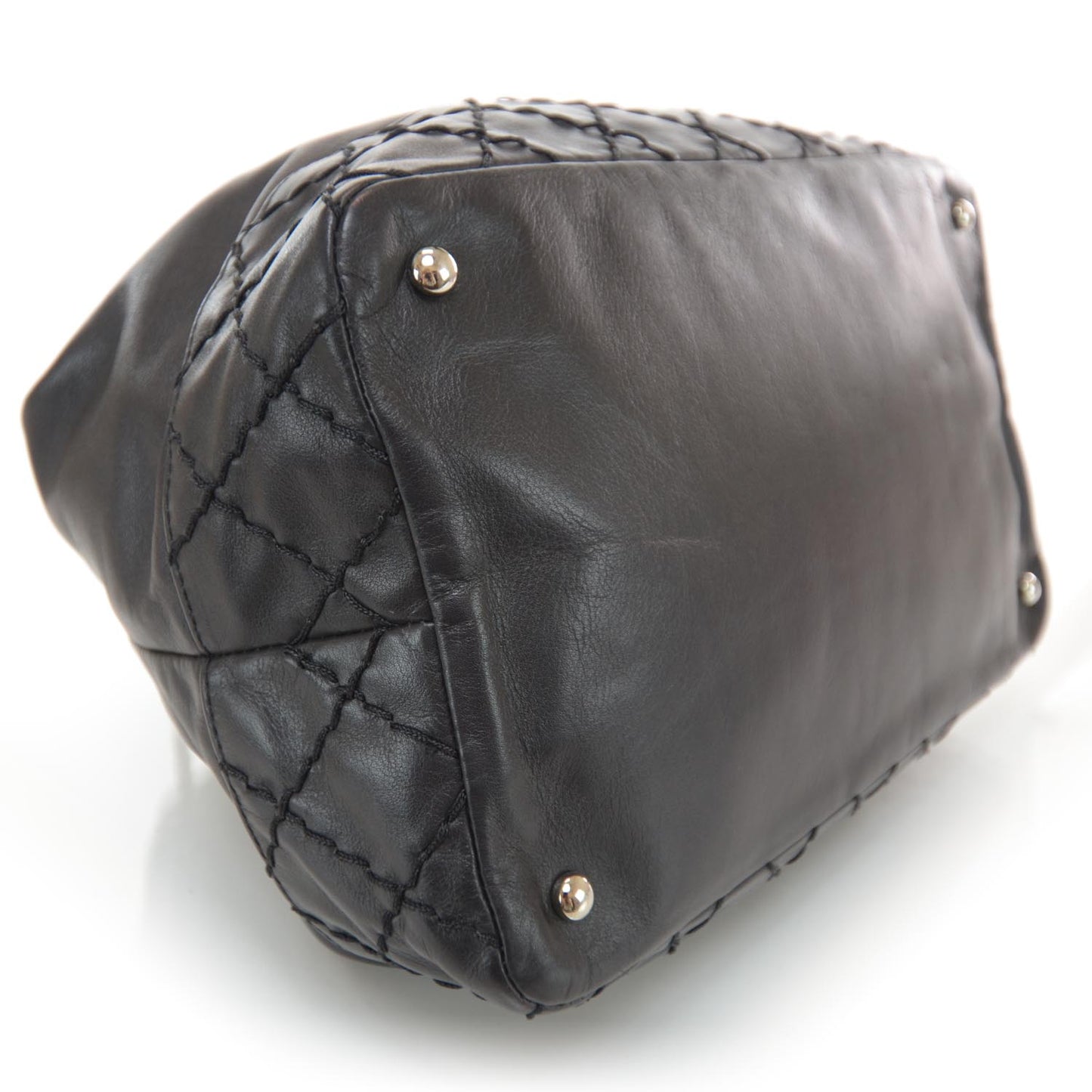 Lambskin Drawstring CC Bucket Bag Black