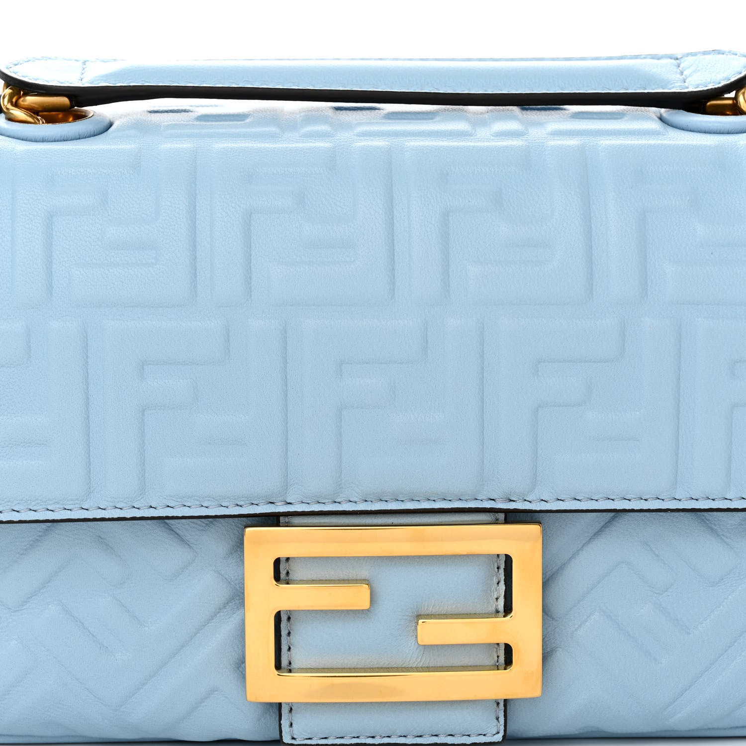 Fendi Nappa Small FF Embossed Midi Chain Baguette Azzurro Baby 7 of 9