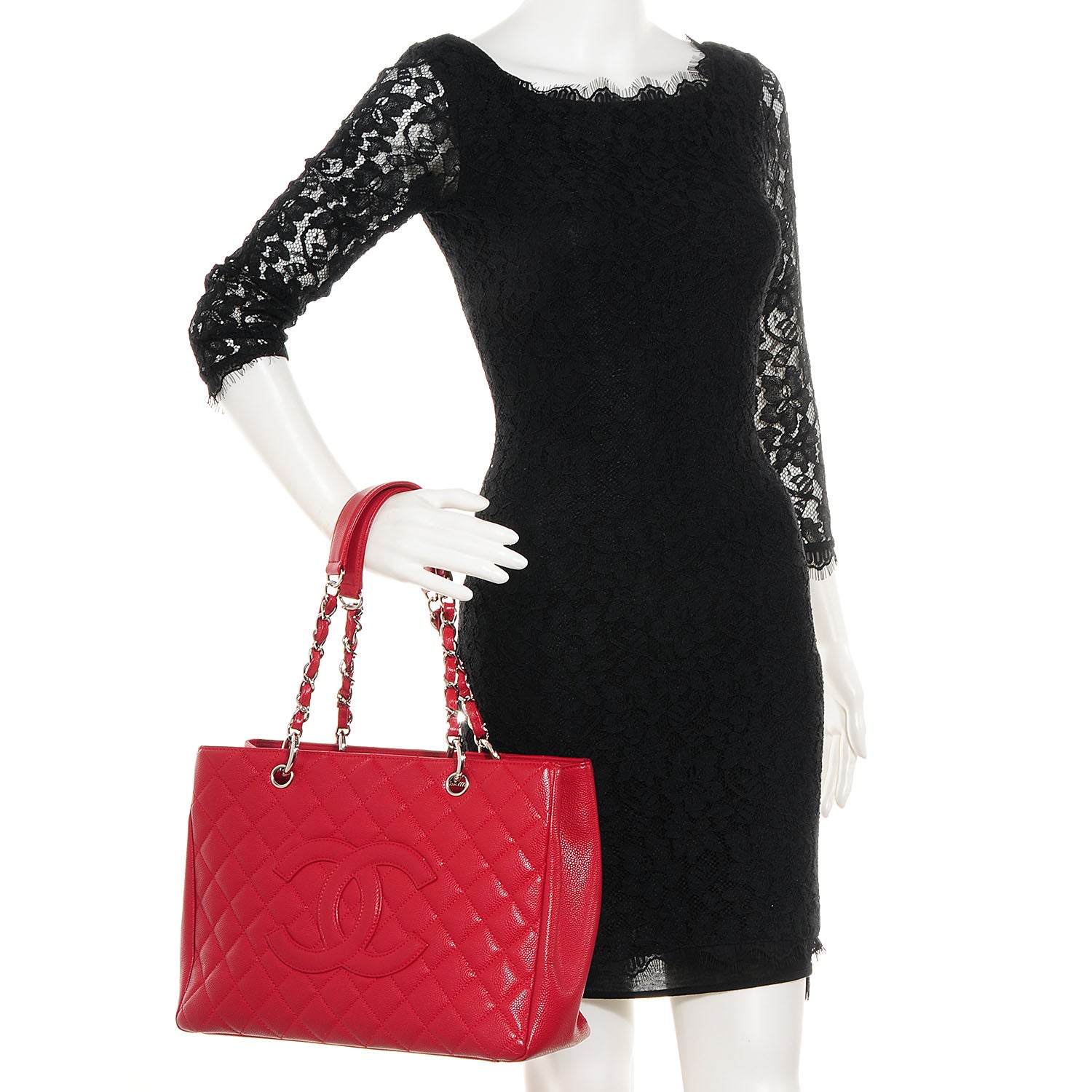 Chanel Caviar Grand Shopping Tote GST Red 2 of 7