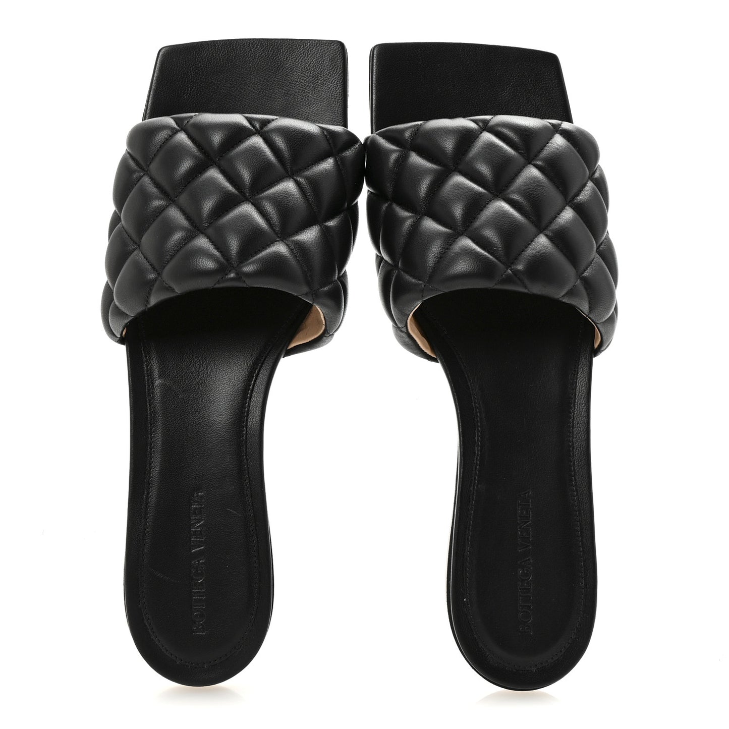 Nappa Matelasse Padded Flat Sandals 40 Black