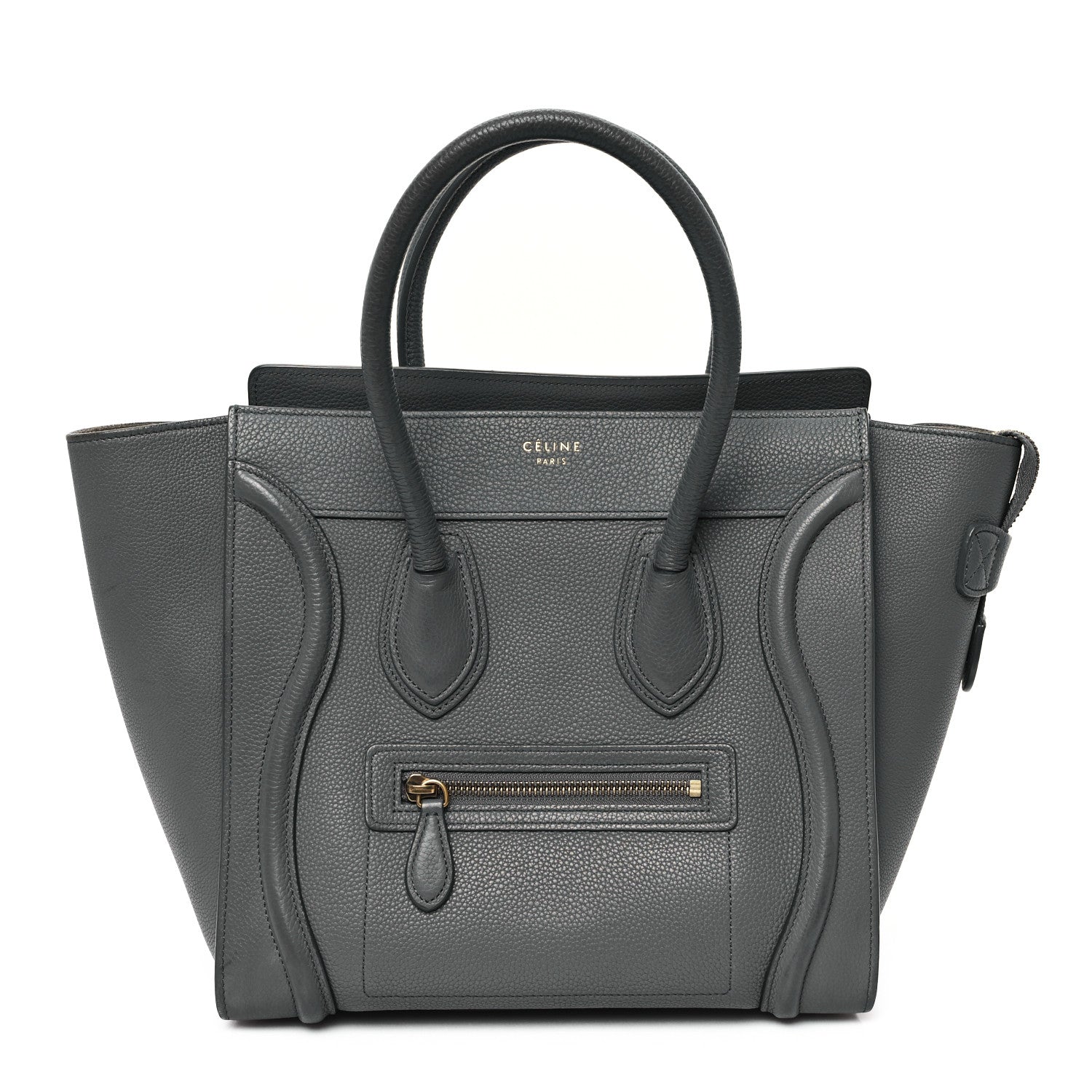 Celine Drummed Calfskin Micro Luggage Kohl 1 of 12