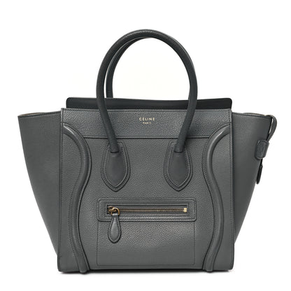 Celine Drummed Calfskin Micro Luggage Kohl 1 of 12