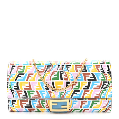 Fendi X SARAH COLEMAN Vitello Liberty Ceylon Micro FF Fish Eye Embossed Continental Envelope Wallet On Chain Multicolor Cyber Blue 1 of 11