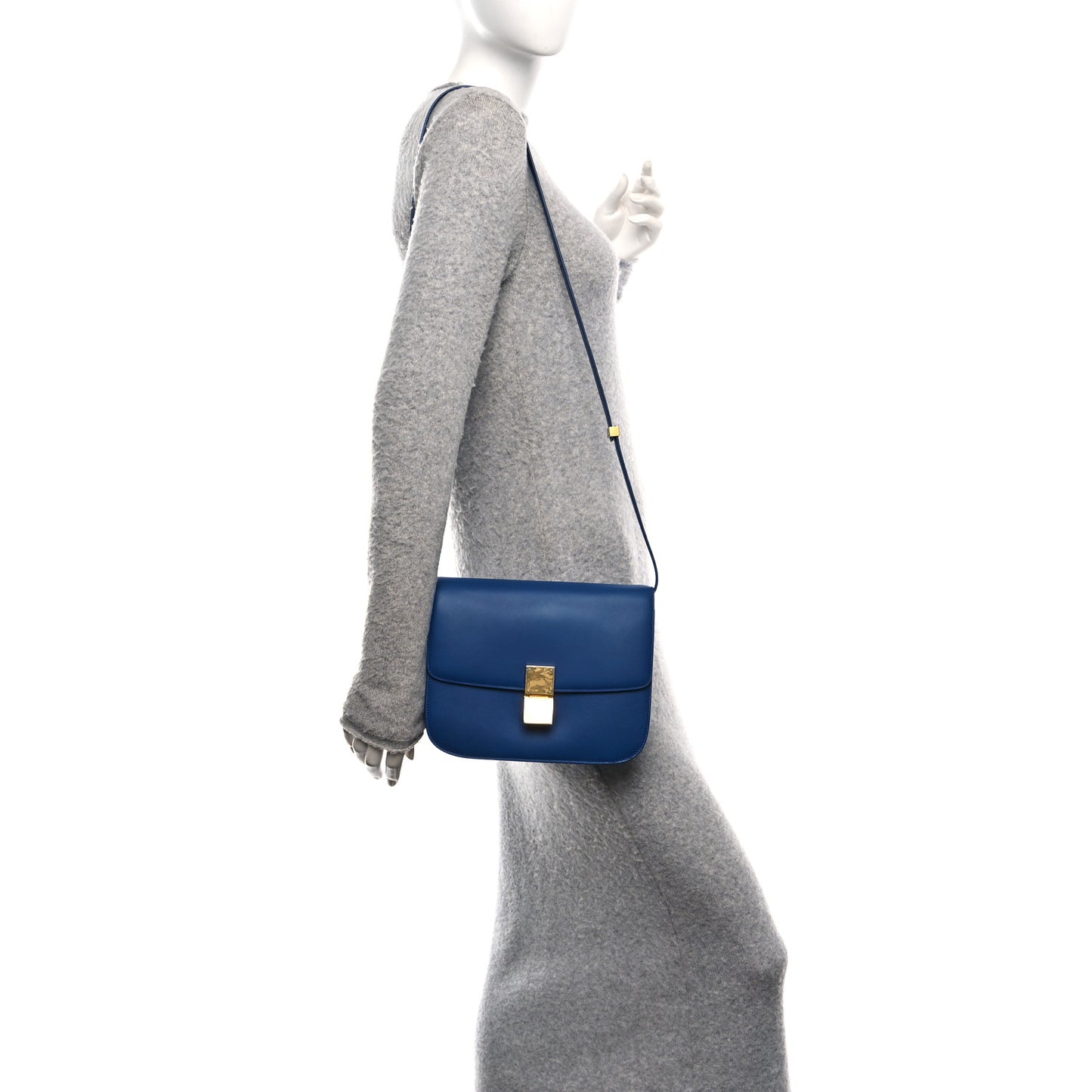 Box Calfskin Medium Classic Box Flap Bag Indigo