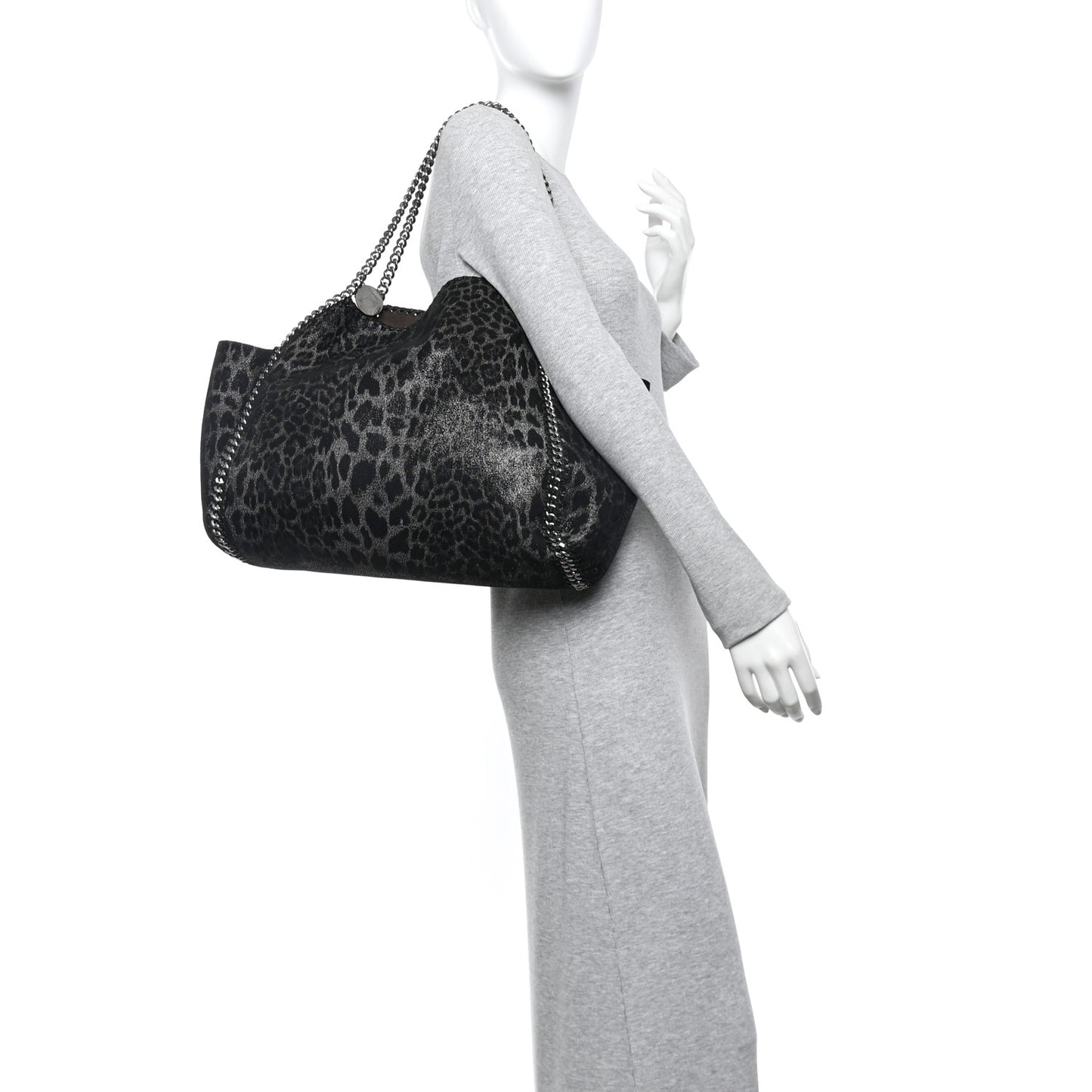 Leopard Shaggy Deer Falabella Reversible Tote Grey