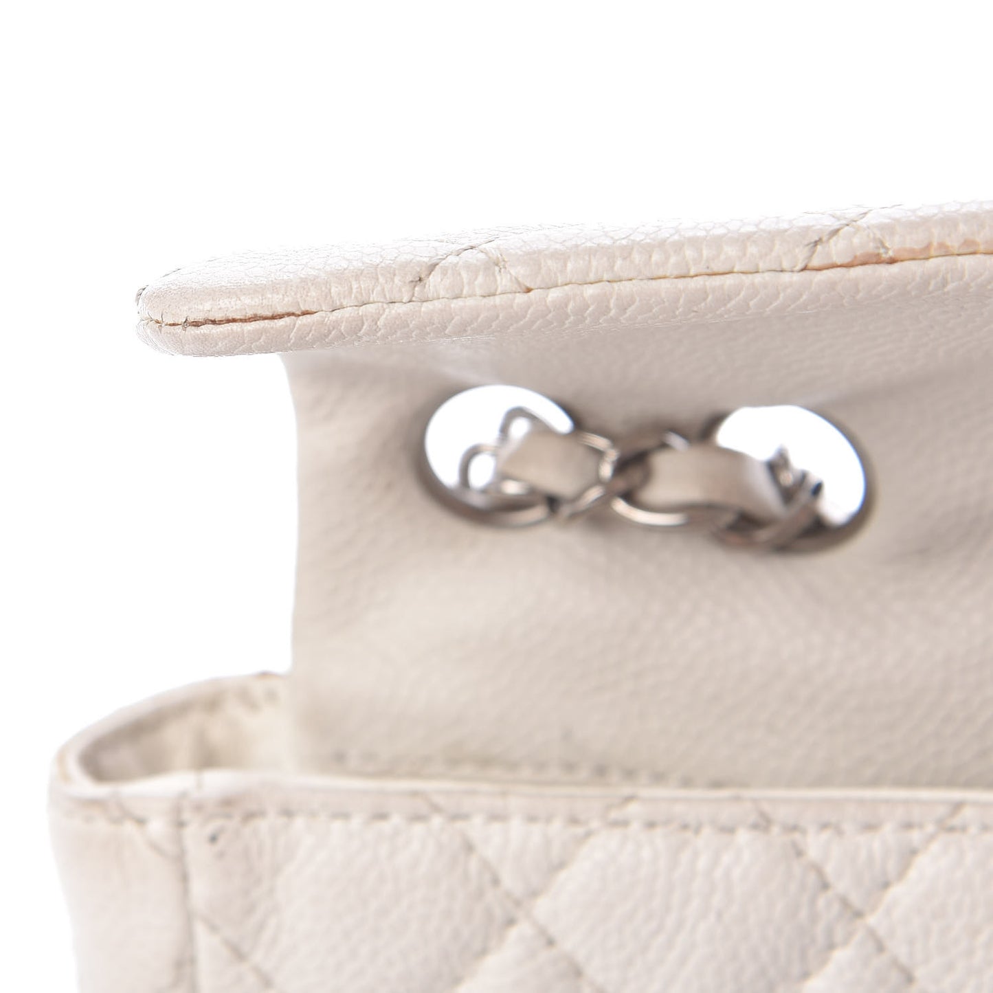 Soft Caviar Quilted East West Flap White