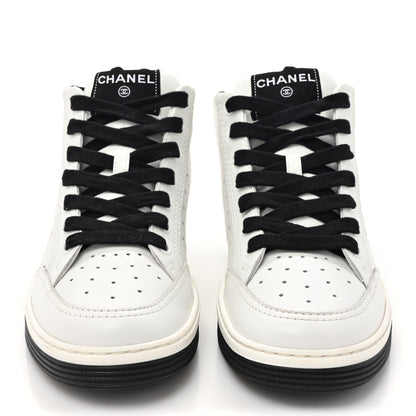 Chanel Calfskin Womens Logo High Top Sneakers 38 Black White 2 of 10