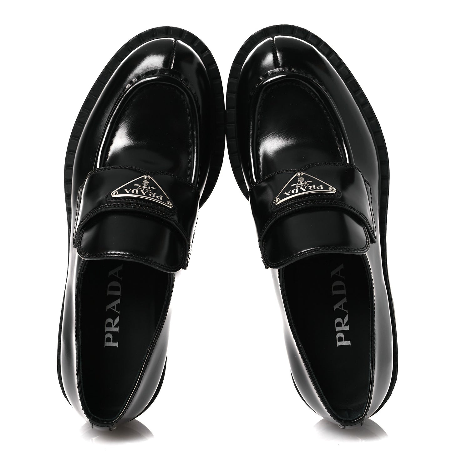 Spazzolato Metal Triangle Logo 50mm Loafers 36 Black