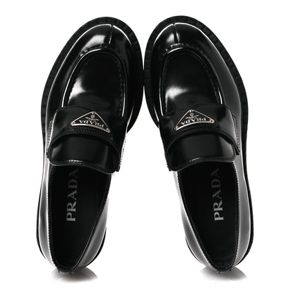 Prada Spazzolato Metal Triangle Logo 50mm Loafers 36 Black 2 of 11