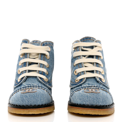 Chanel Denim Lace Up Boots 35 Light Blue 2 of 9