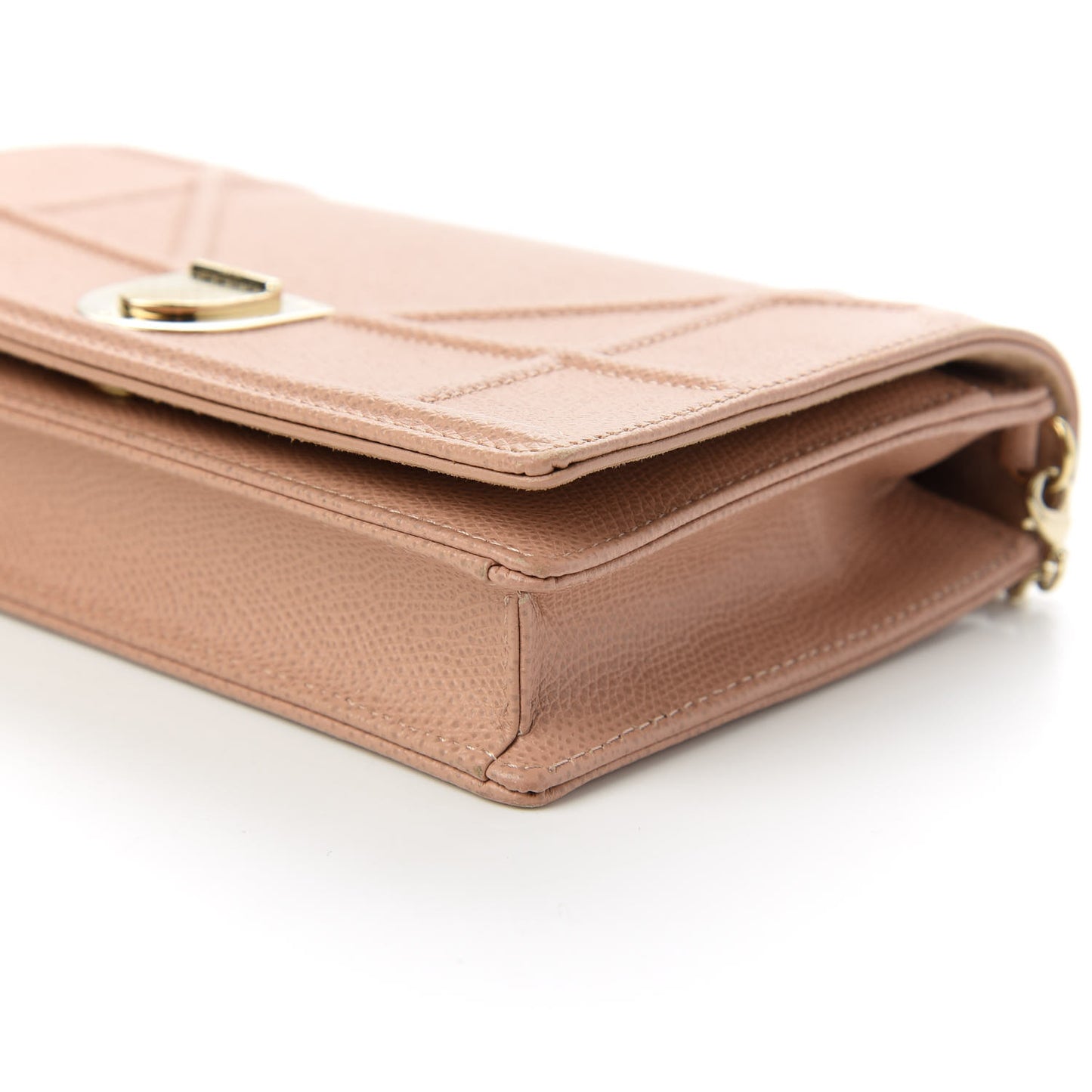 Grained Calfskin Diorama Wallet on Chain Pouch Nude