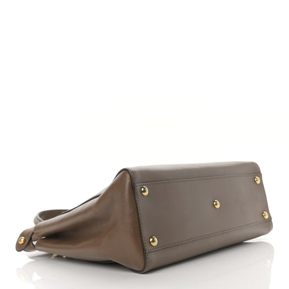 Fendi Vitello Morgan Fabric Jacquard Pequin Medium Peekaboo Iconic Satchel Foresta Tobacco Black 4 of 18