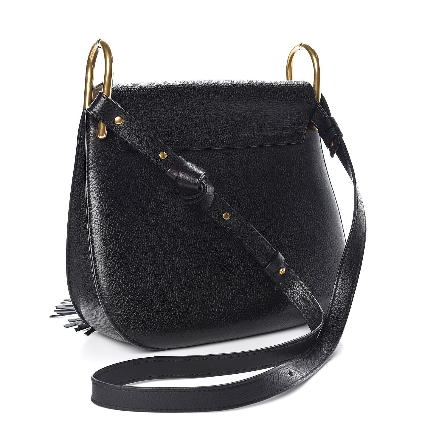 Chloe Grained Calfskin Medium Hudson Tassel Shoulder Bag Black 3 of 8