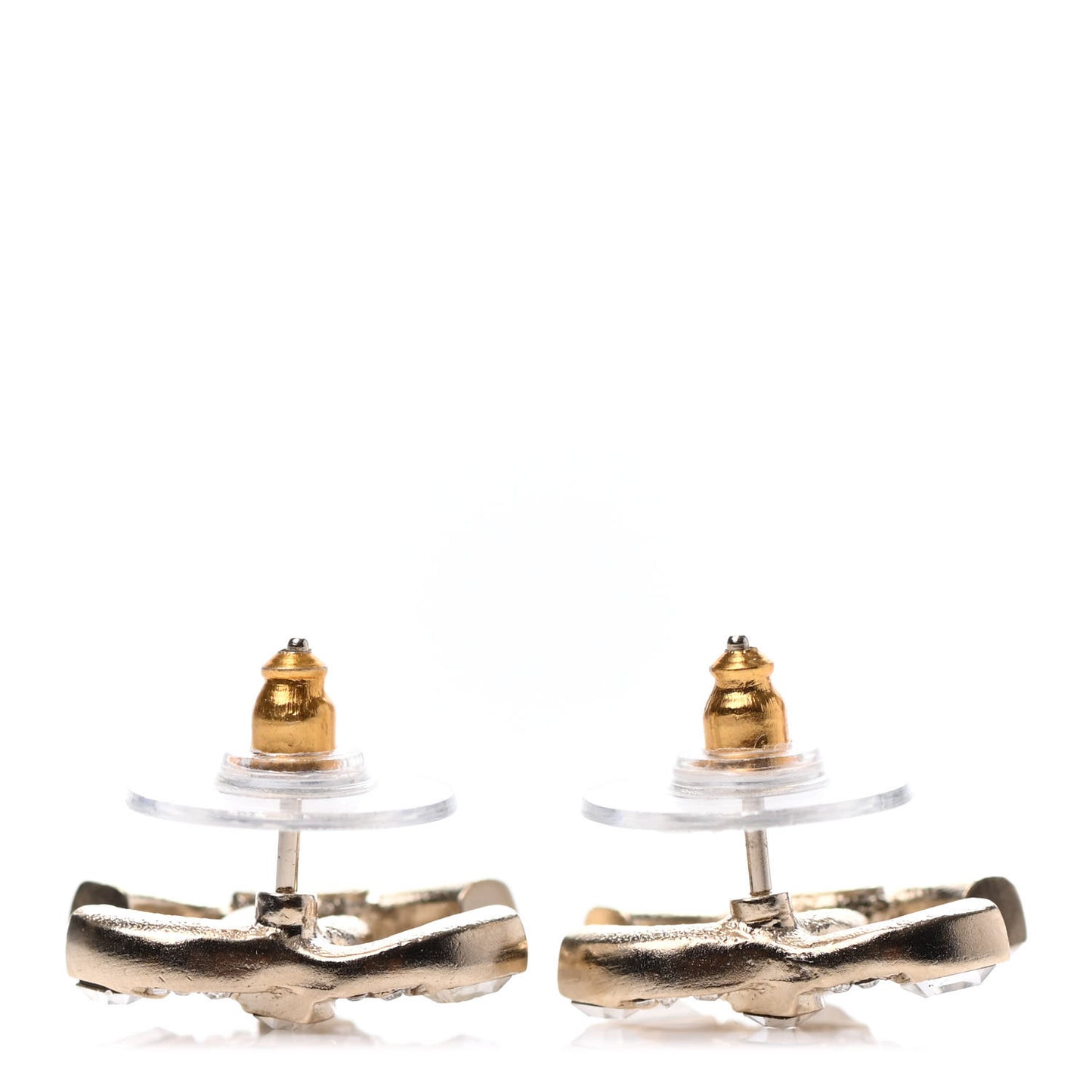 Crystal Baguette CC Earrings Gold