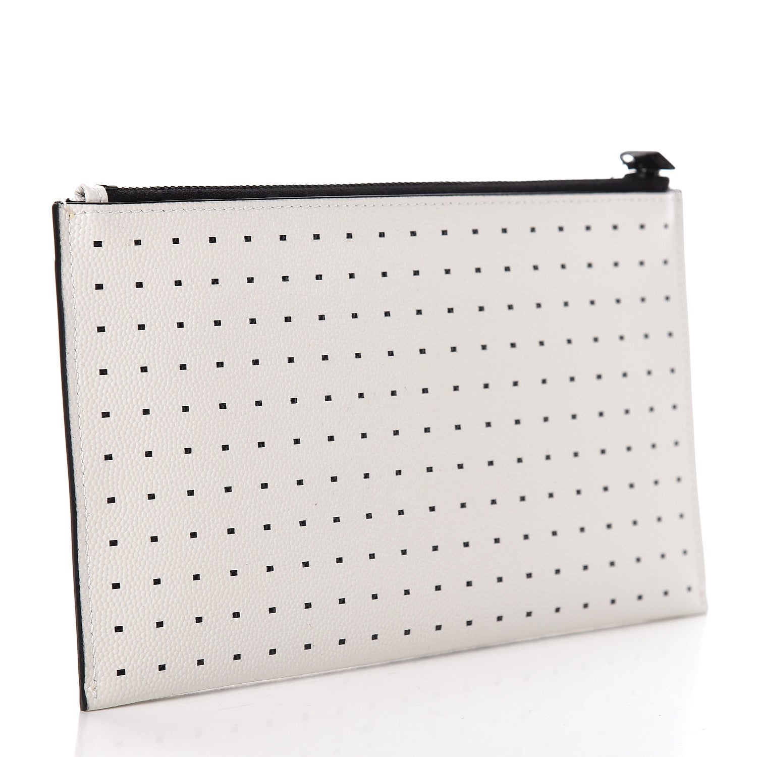 Saint Laurent Calfskin Square Dot Zip Bill Pouch White 3 of 8