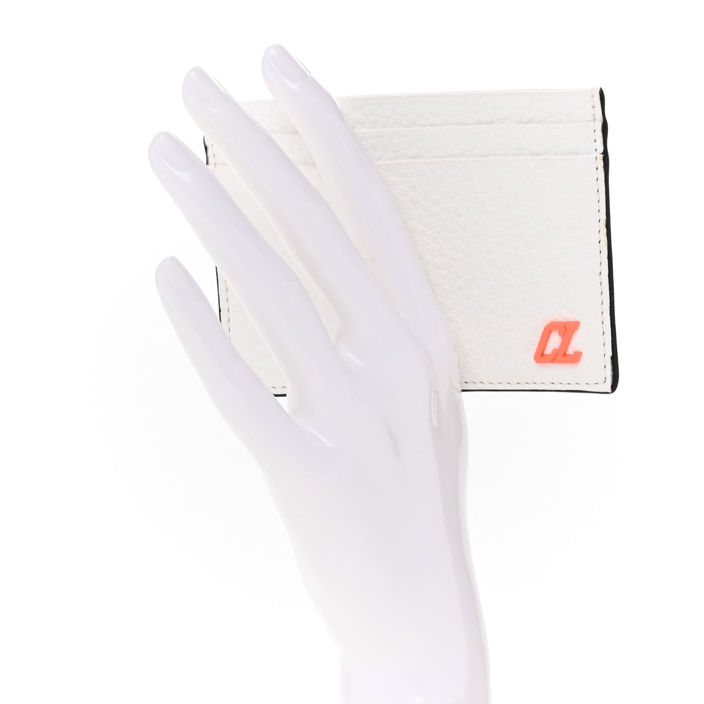 Calfskin Card Holder White Fluo Orange