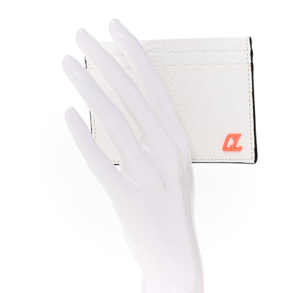 Christian Louboutin Calfskin Card Holder White Fluo Orange 2 of 8