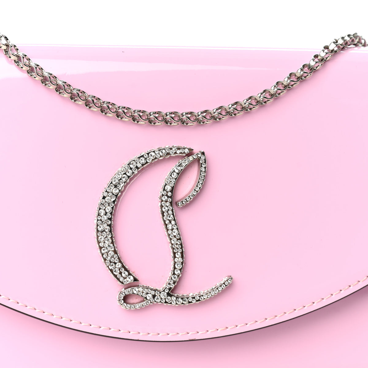 Christian Louboutin Patent Calfskin Loubi54 Crossbody Clutch Pink 7 of 9