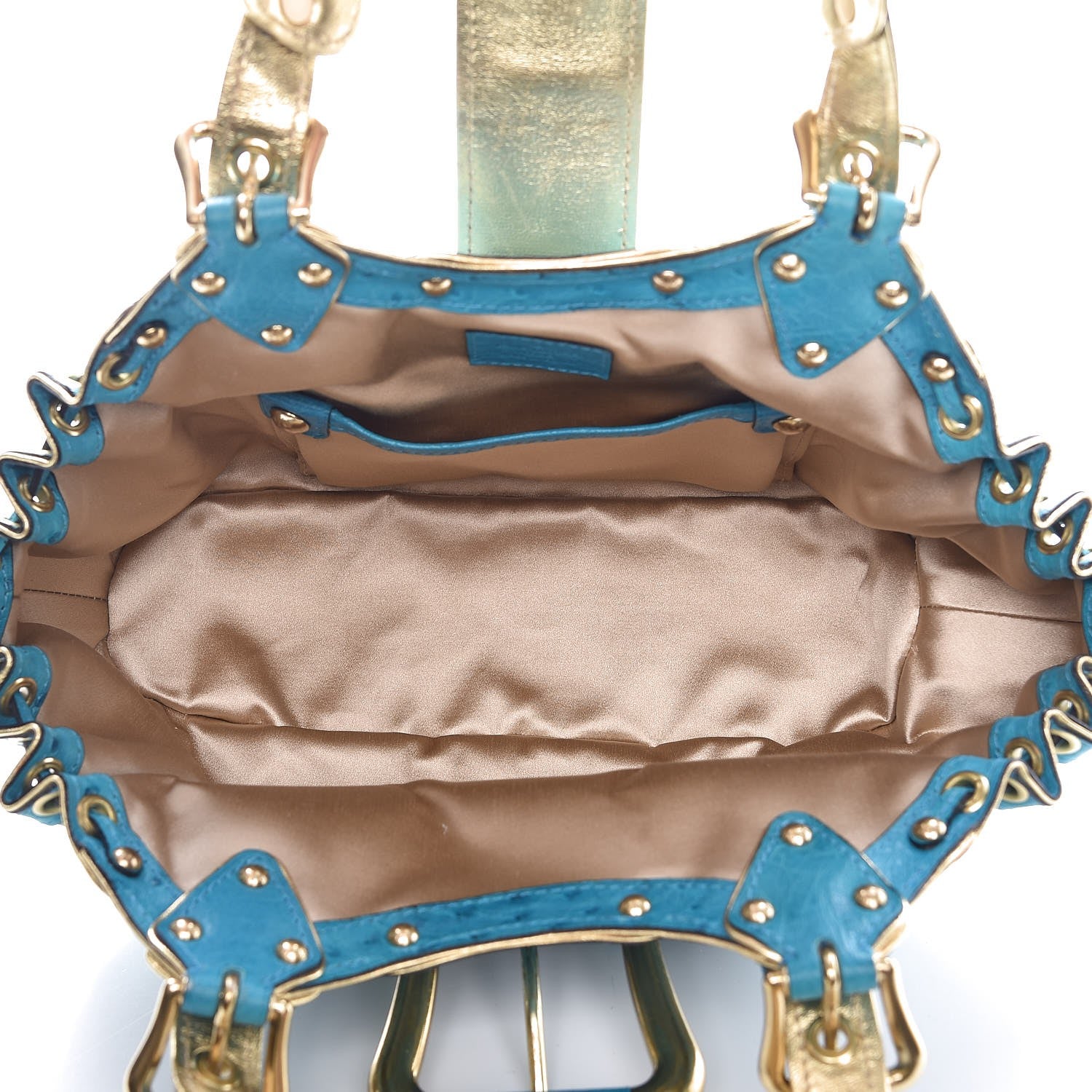 Louis Vuitton Monogram Suede Ostrich Theda GM Turquoise 5 of 7
