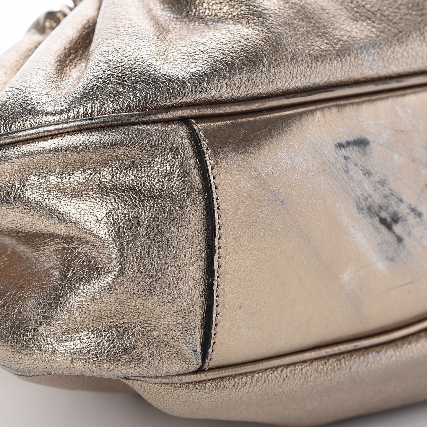 Metallic Calfskin Warrior Hobo Gold