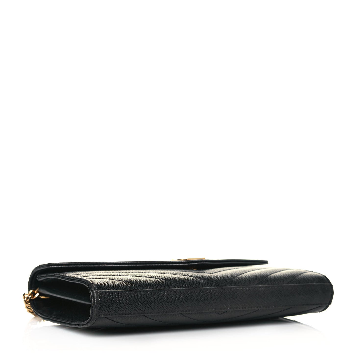 Grain De Poudre Matelasse Chevron Monogram Chain Wallet Black