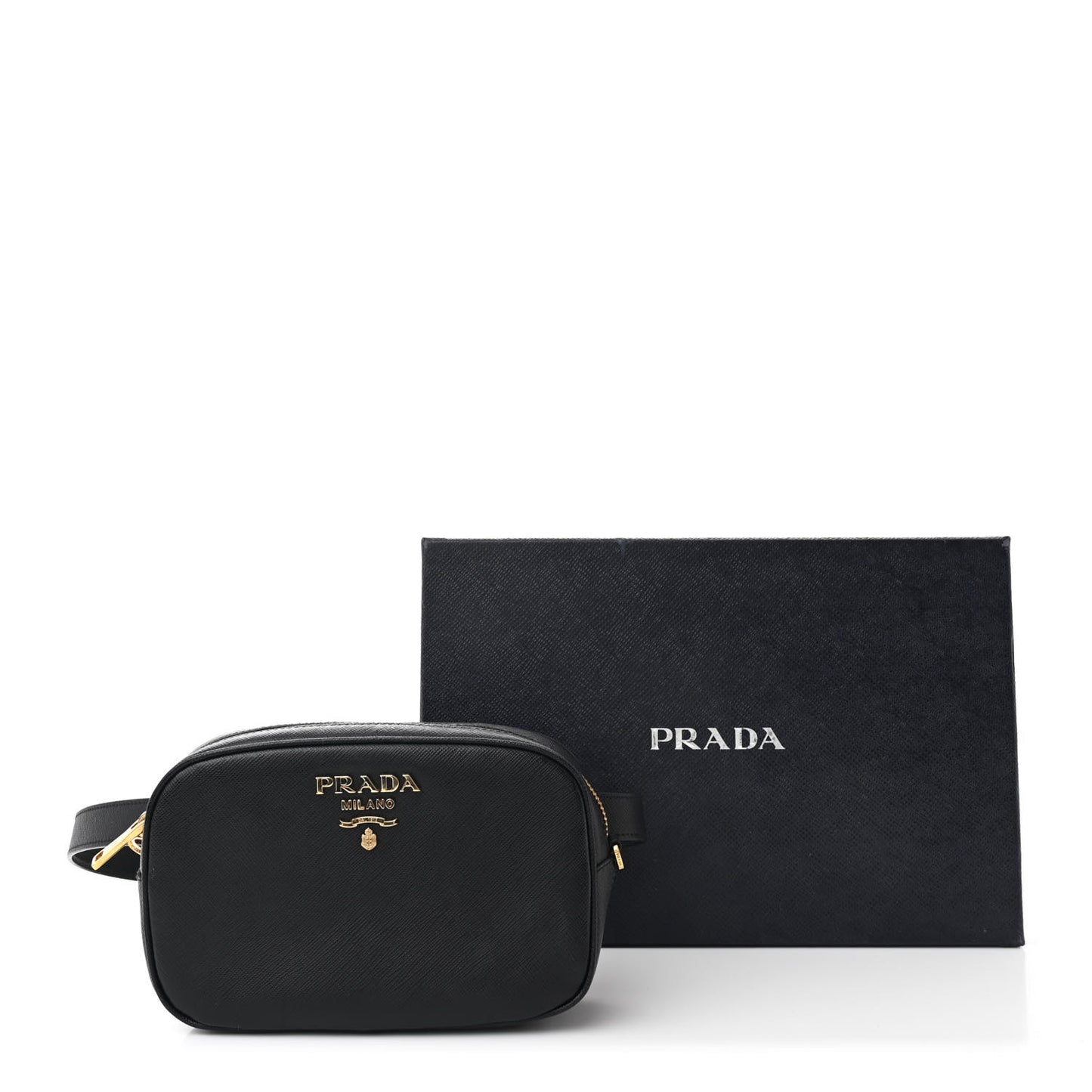 Saffiano Lux Logo Belt Bag Black