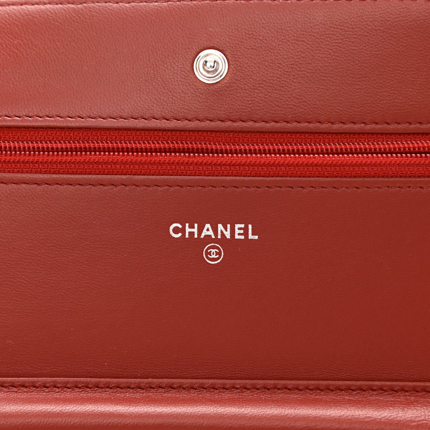 Lambskin Quilted Wallet On Chain WOC Dark Red