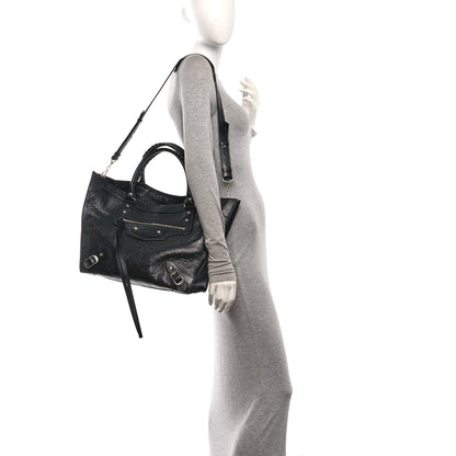 Balenciaga Agneau Arena Neo Classic Silver Hardware Large Upside Down Tote Black 2 of 11