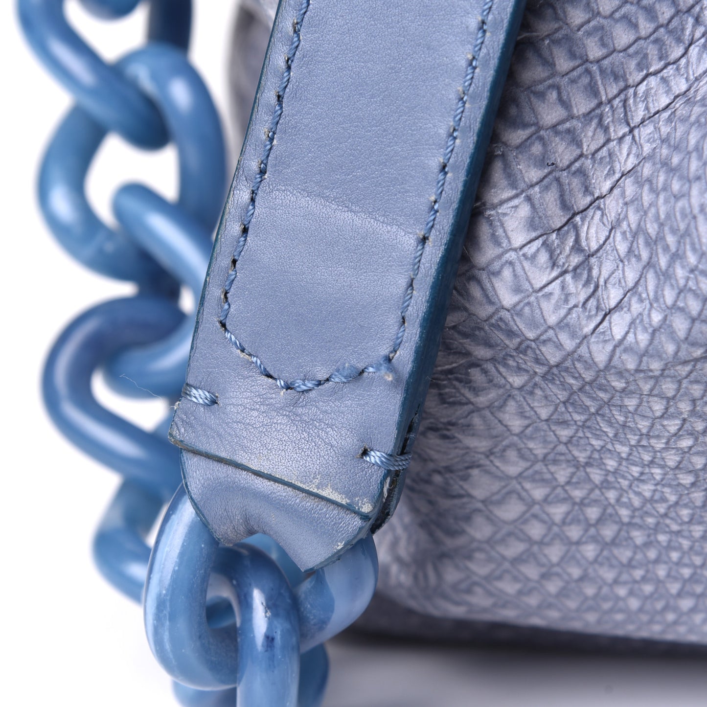 Calfskin Snake Print Stam Blue