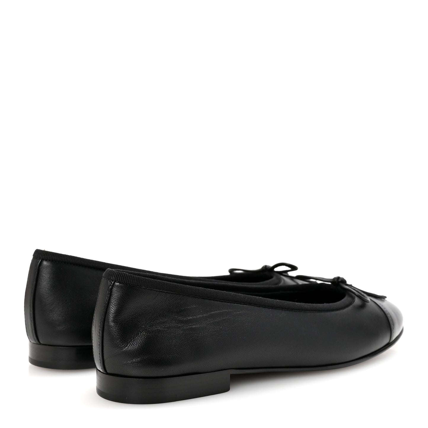 Lambskin CC Cap Toe Ballerina Flats 37 Black Dark Grey