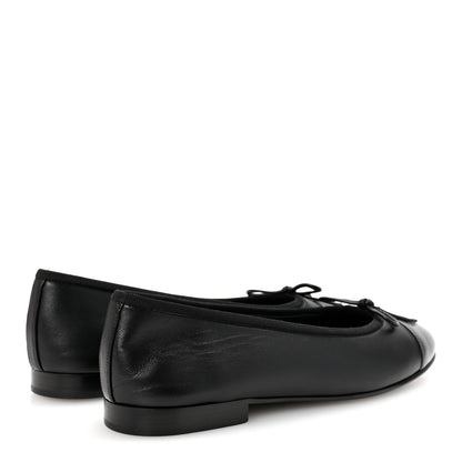 Chanel Lambskin CC Cap Toe Ballerina Flats 37 Black Dark Grey 5 of 10