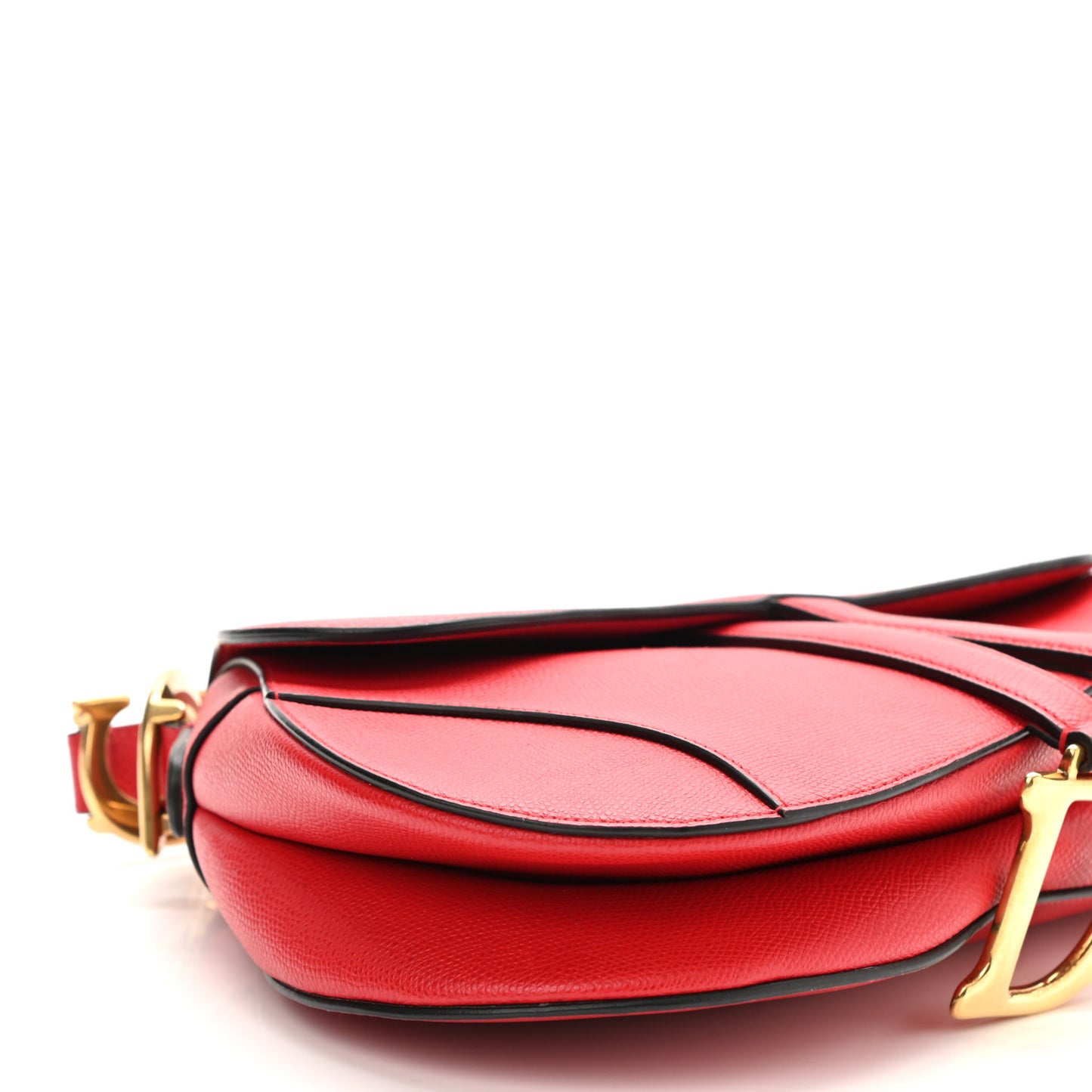Grained Calfskin Saddle Bag Red