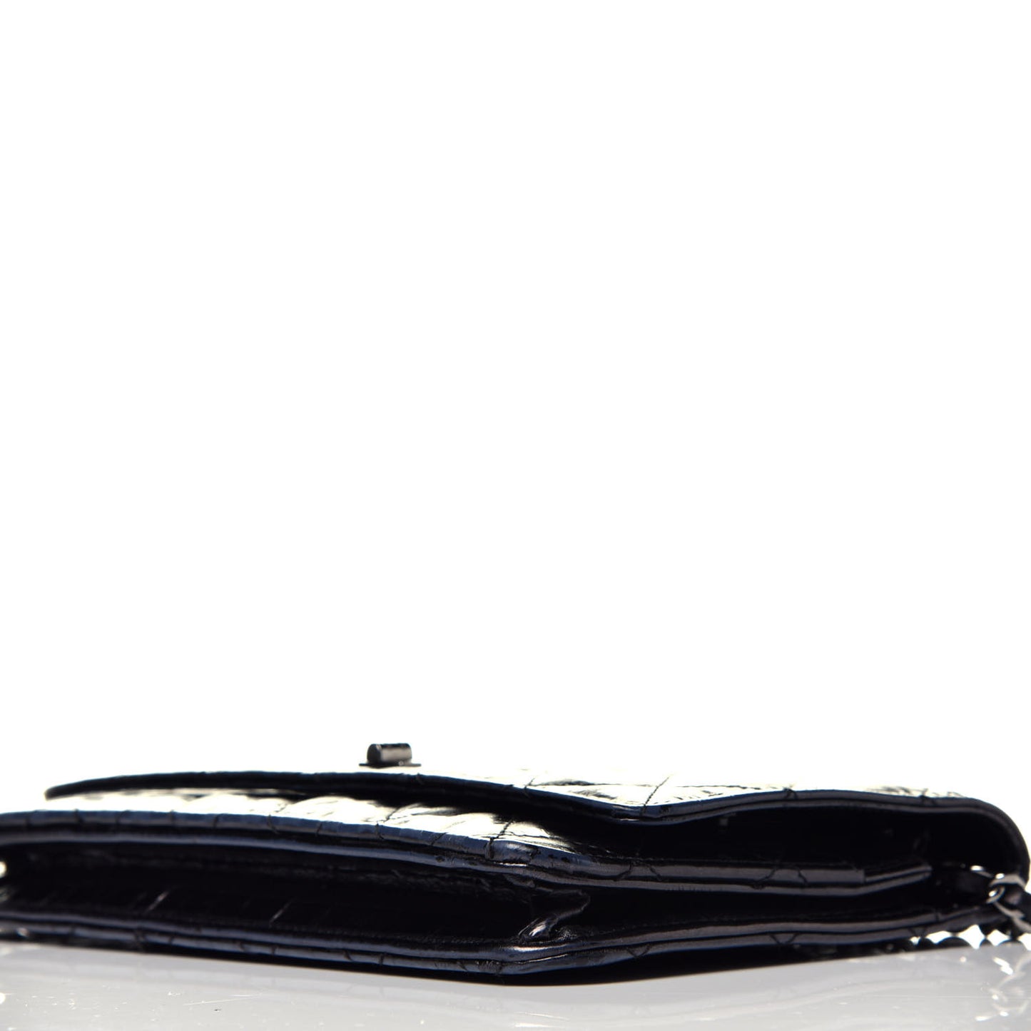 Aged Calfskin Striped Reissue Wallet On Chain WOC Black