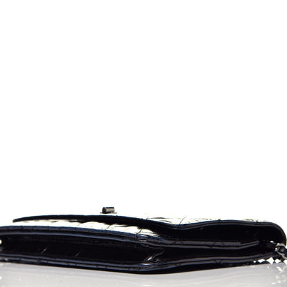 Chanel Aged Calfskin Striped Reissue Wallet On Chain WOC Black 10 of 10